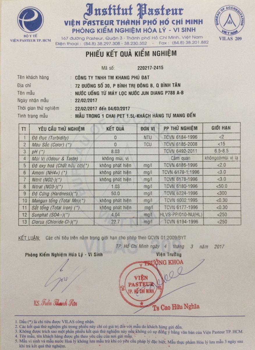 Phiếu kiểm nghiệm 3